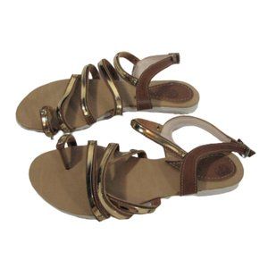 Zara Strappy Gold Brown Sandals Women's Size 7